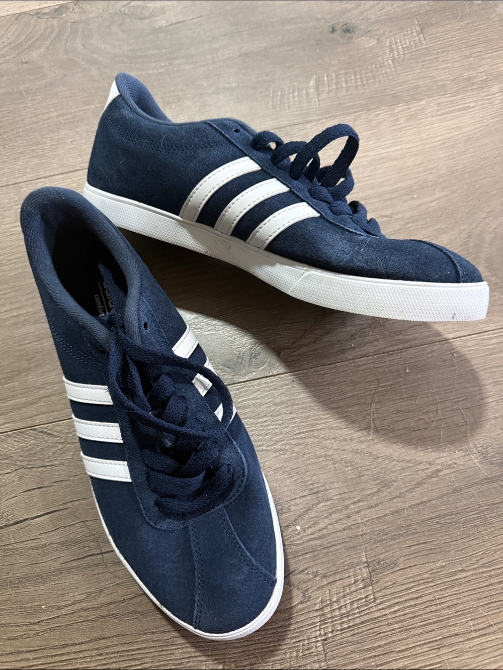 Women's Navy Suede Lace-Up Sneakers with White Stripes